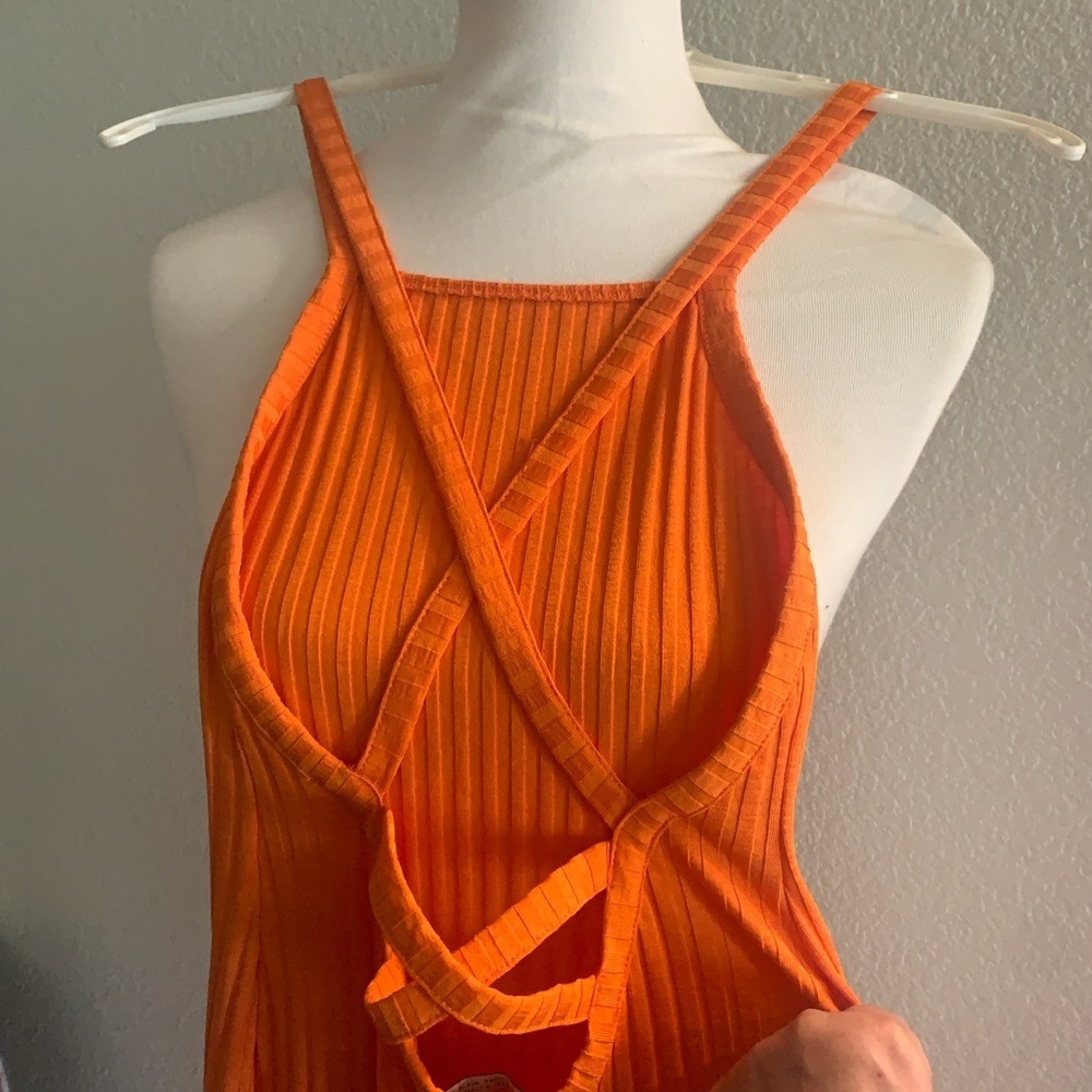 Zara Orange Raceback Steap MIDI Dress - Picture 2 of 3